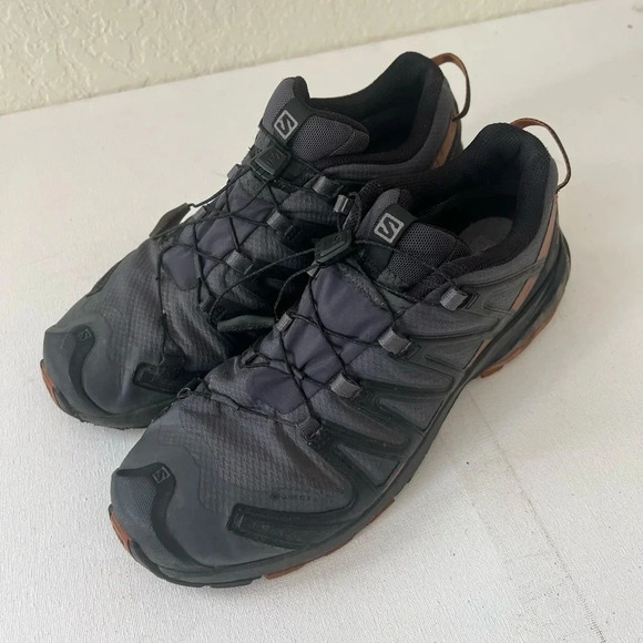 Salomon XA Pro 3D Gore-Tex Gray/Caramel Hiking Shoes Mens 9.5 US - Picture 2 of 7